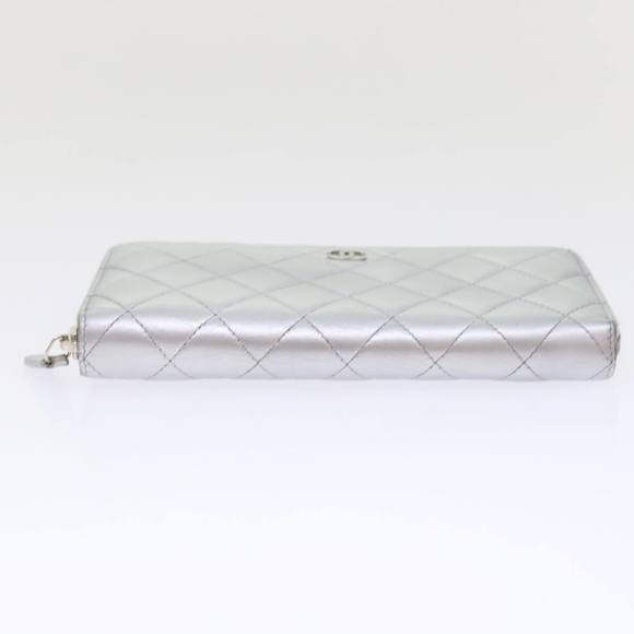 CHANEL Long Wallet Lamb Skin Silver CC Auth 49958A - Picture 6 of 16
